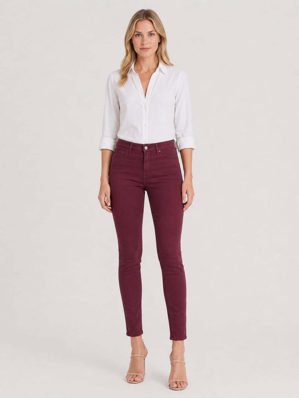 L'AGENCE MARGOT High Rise Skinny Stretch Crop Jeans Pants garnet red size 30